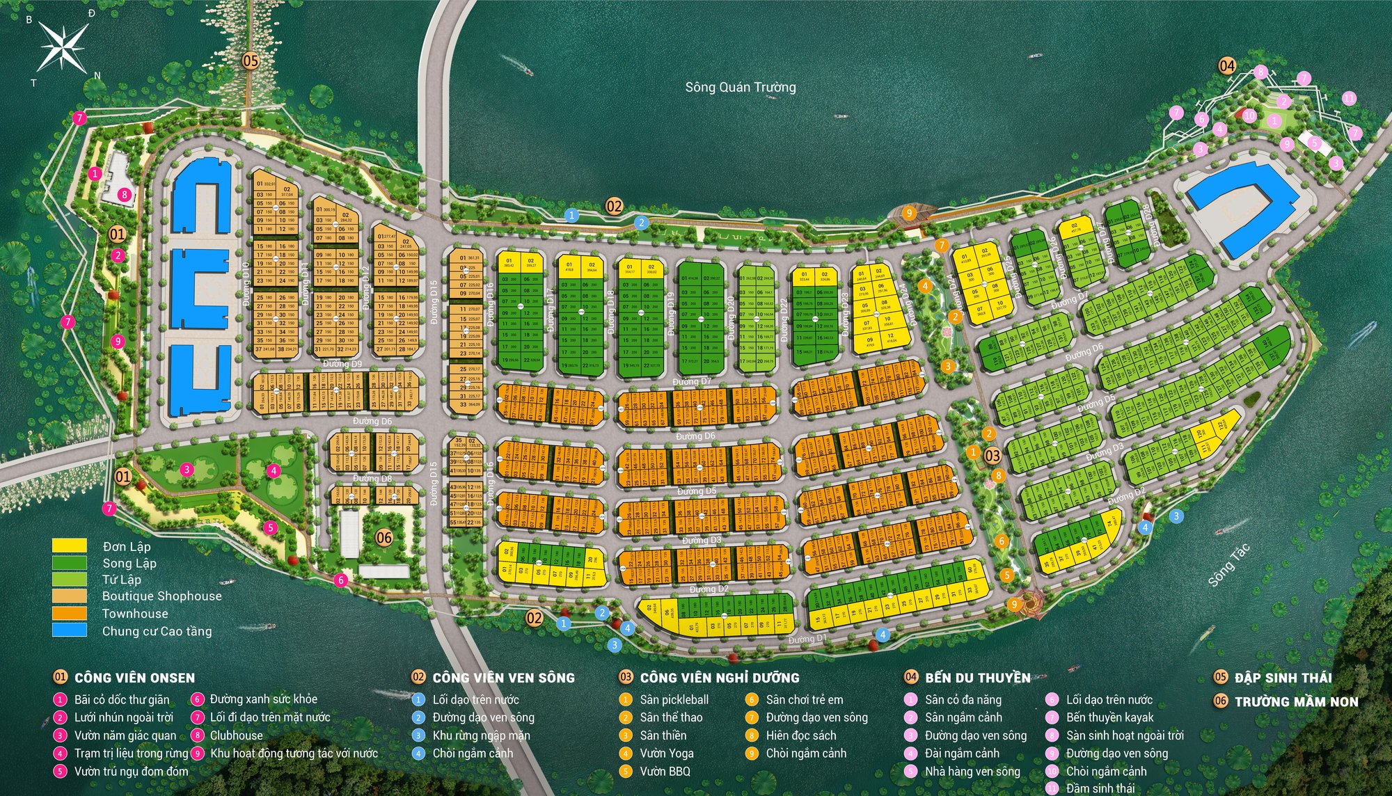 Mặt bằng Đảo Nam (Uptown) — phân khu giai đoạn 1 của Charmora City